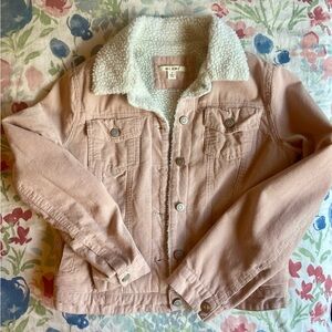 Juniors Dusty Pink fleece lined corduroy jacket